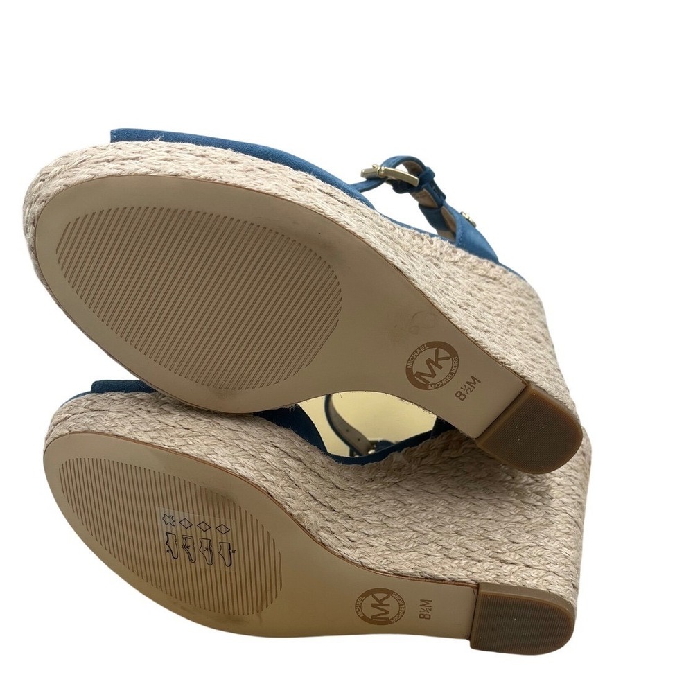 Michael Kors Blue Suede Espadrille Wedge Sandals Womens 8.5M New In Box G664SP - Picture 4 of 9